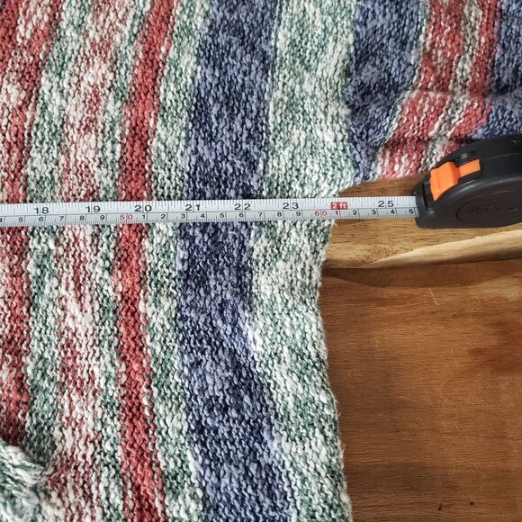 Colorful Cotton Knit Baja Beach Festival Oversized Boxy Crop Hoodie Sweater MED - Picture 9 of 13